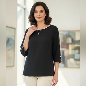 Talbots Black Top with White Trim